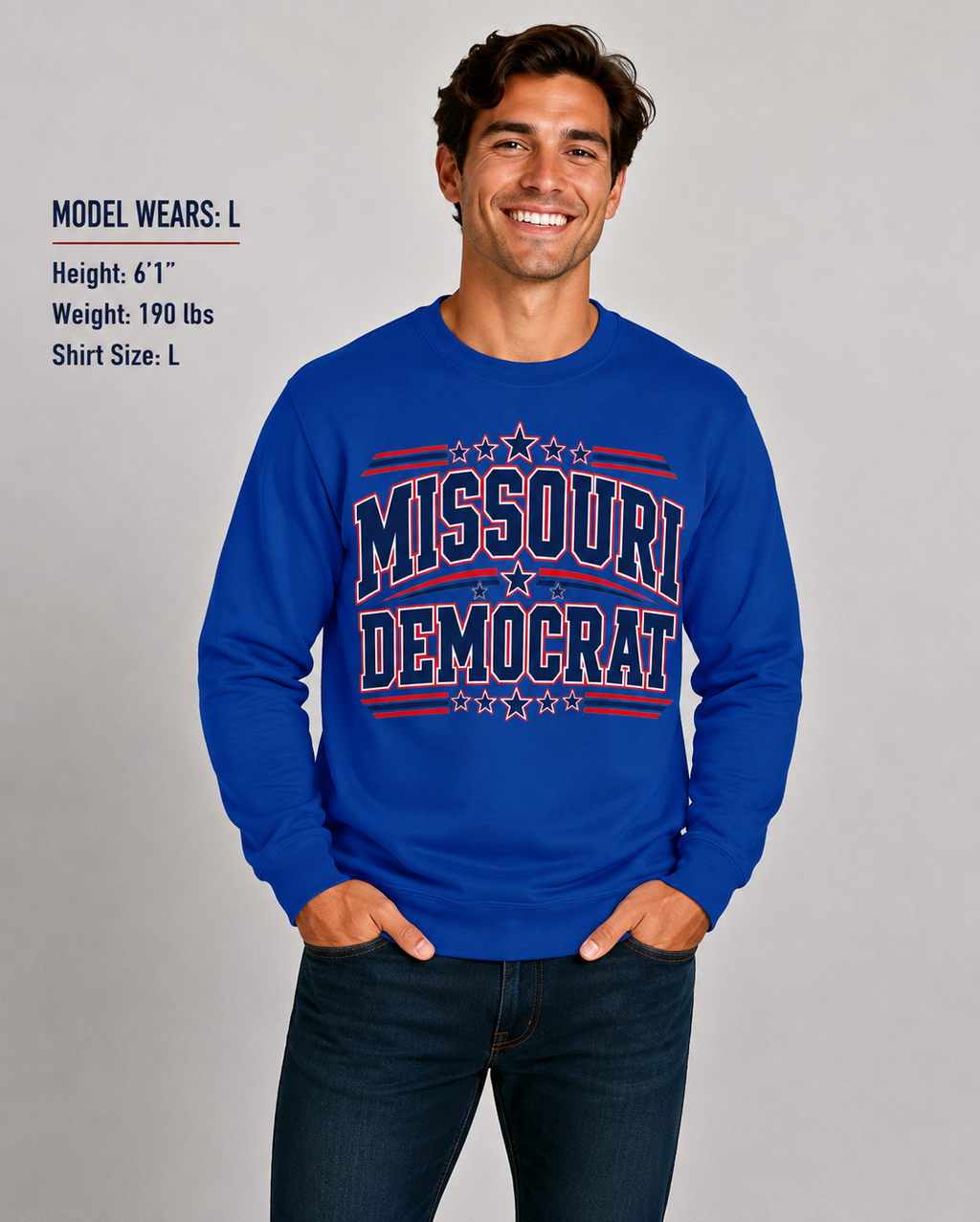 Missouri Democrat Unisex Crewneck Sweatshirt State Pride Political Pullover Blue 2026