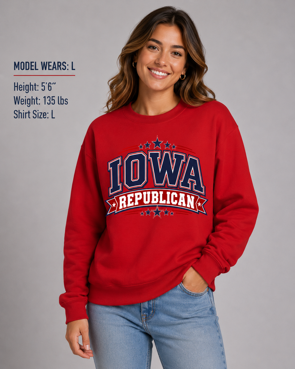 Iowa Republican Unisex Crewneck Sweatshirt State Pride Political Pullover Red 2026