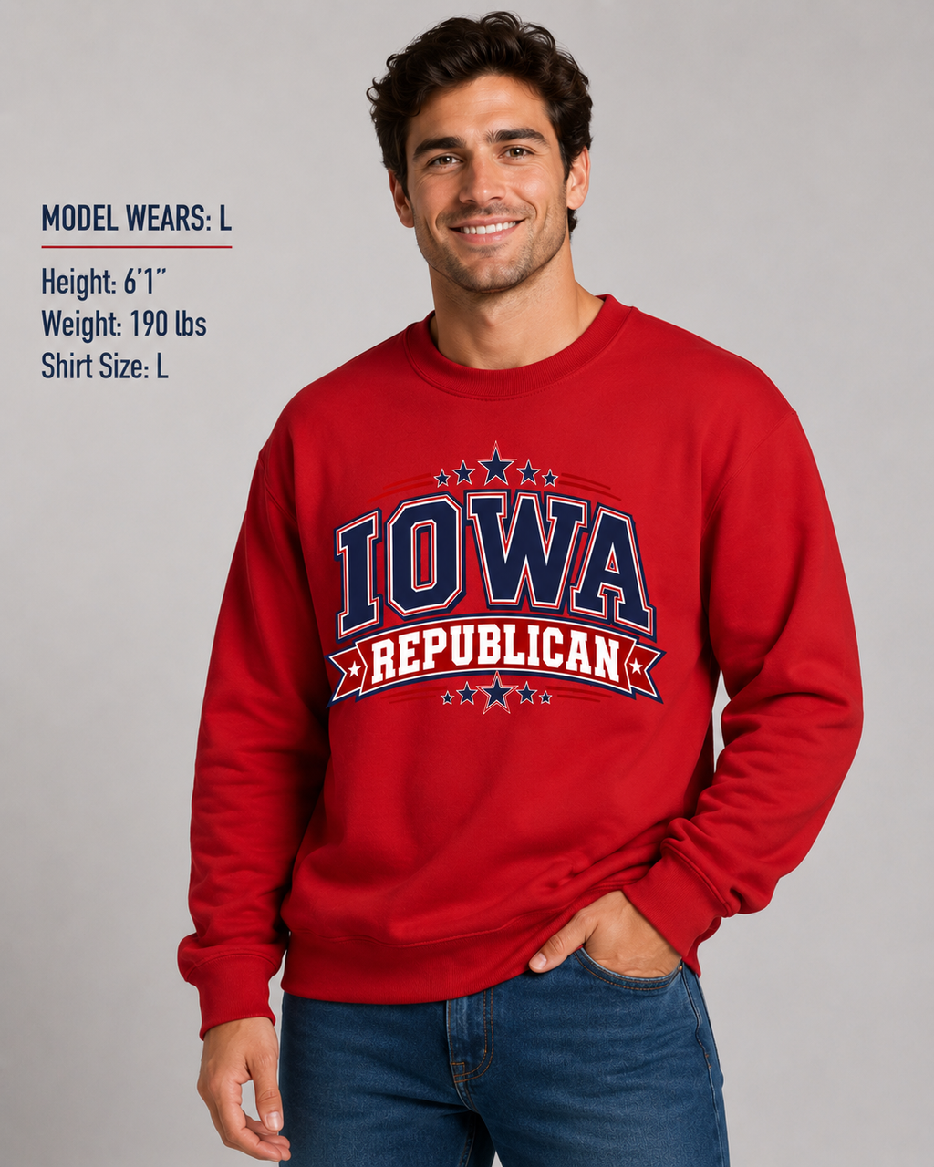 Iowa Republican Unisex Crewneck Sweatshirt State Pride Political Pullover Red 2026