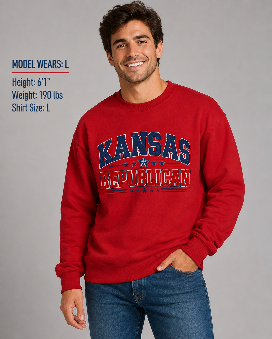 Kansas Republican Unisex Crewneck Sweatshirt State Pride Political Pullover Red 2026