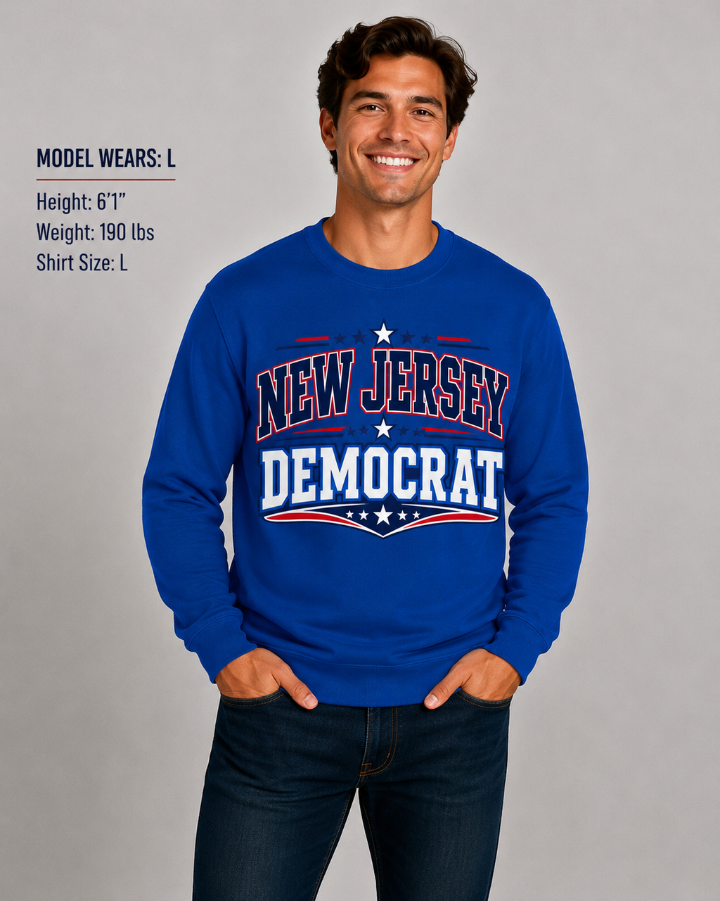 New Jersey Democrat Unisex Crewneck Sweatshirt State Pride Political Pullover Blue 2026