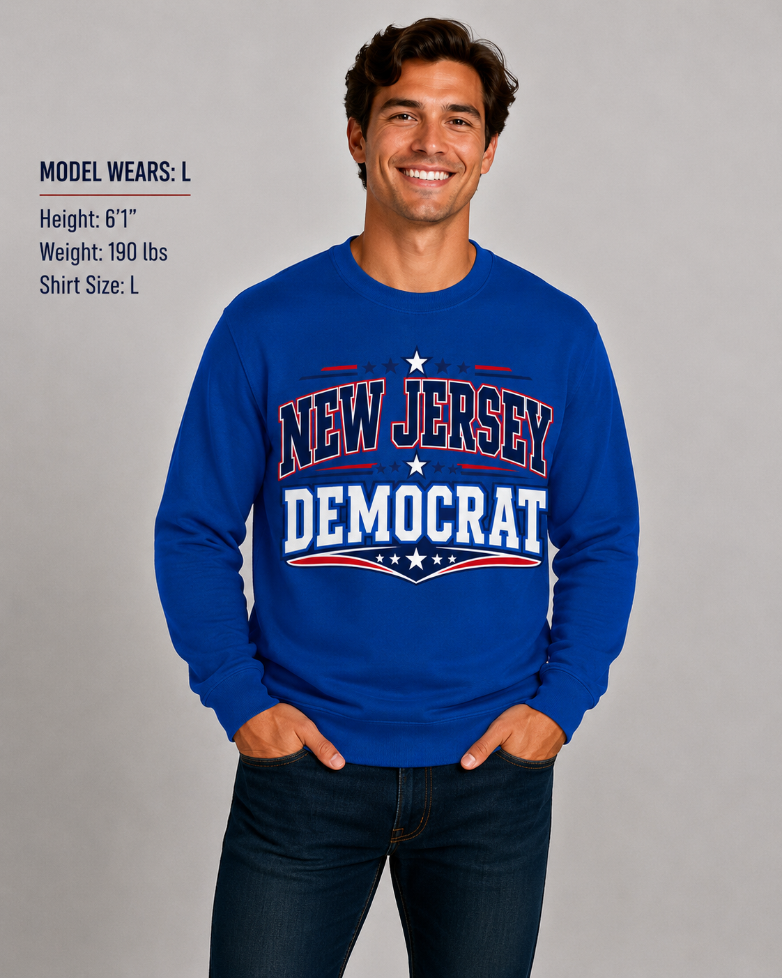 New Jersey Democrat Unisex Crewneck Sweatshirt State Pride Political Pullover Blue 2026