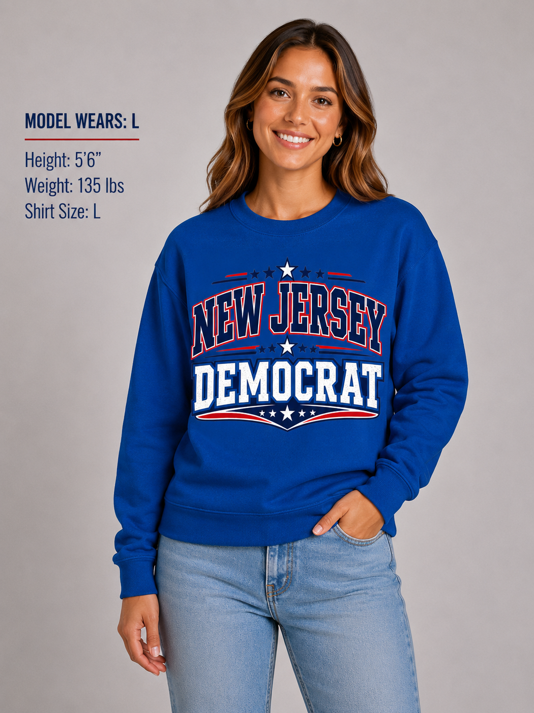 New Jersey Democrat Unisex Crewneck Sweatshirt State Pride Political Pullover Blue 2026