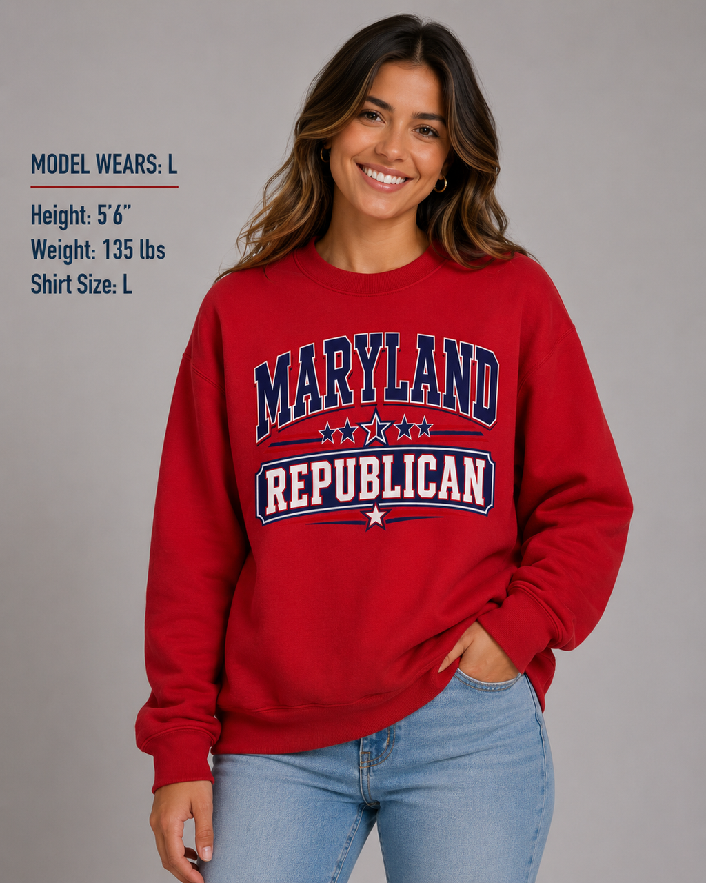 Maryland Republican Unisex Crewneck Sweatshirt State Pride Political Pullover Red 2026