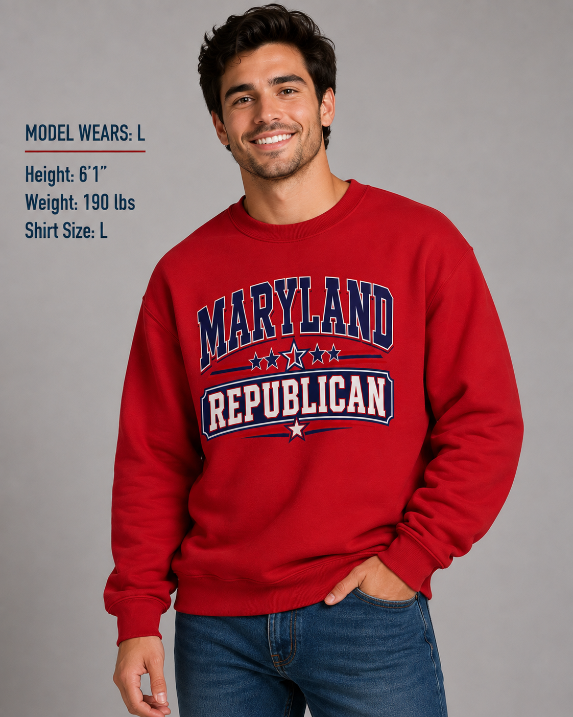 Maryland Republican Unisex Crewneck Sweatshirt State Pride Political Pullover Red 2026