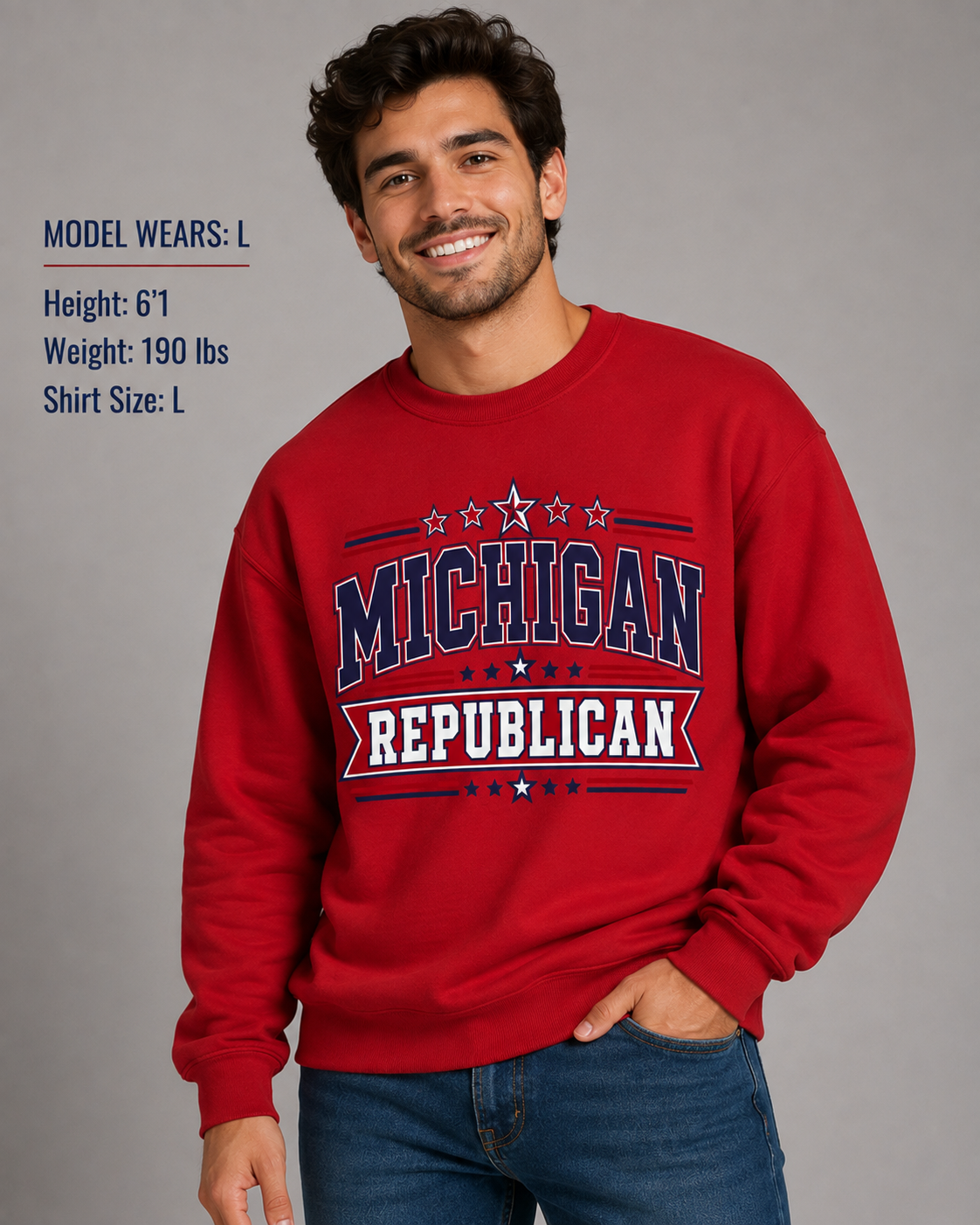Michigan Republican Unisex Crewneck Sweatshirt State Pride Political Pullover Red 2026