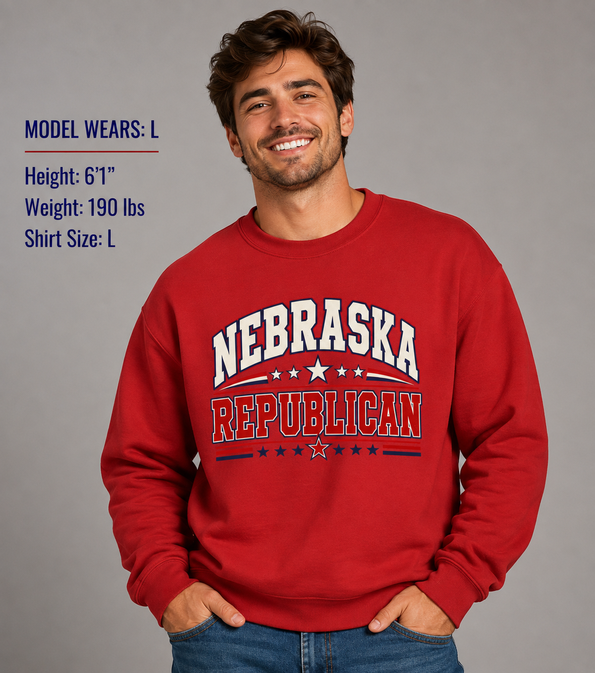 Nebraska Republican Unisex Crewneck Sweatshirt State Pride Political Pullover Red 2026
