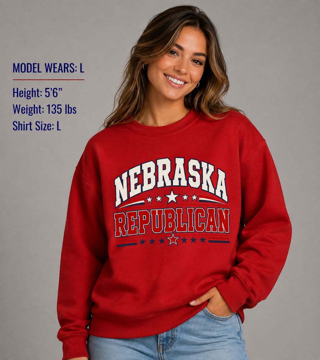 Nebraska Republican Unisex Crewneck Sweatshirt State Pride Political Pullover Red 2026