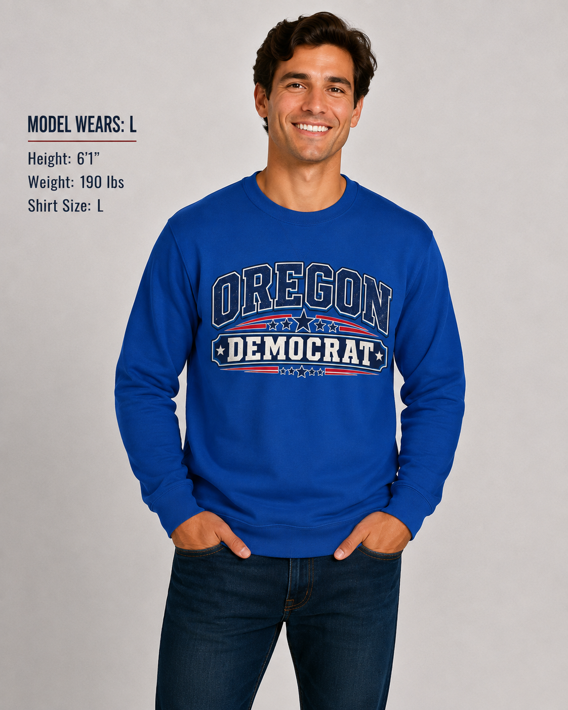 Oregon Democrat Unisex Crewneck Sweatshirt State Pride Political Pullover Blue 2026