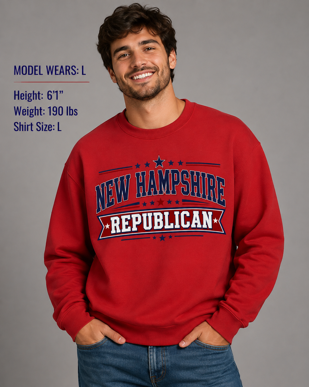 New Hampshire Republican Unisex Crewneck Sweatshirt State Pride Political Pullover Red 2026