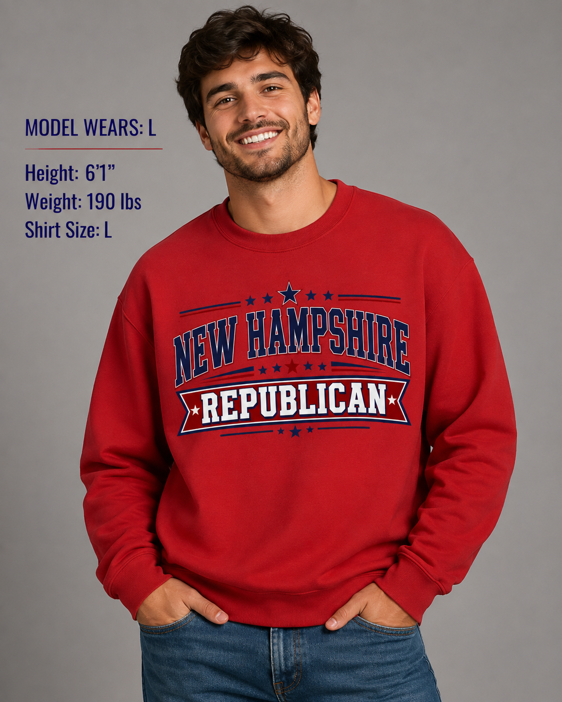 New Hampshire Republican Unisex Crewneck Sweatshirt State Pride Political Pullover Red 2026