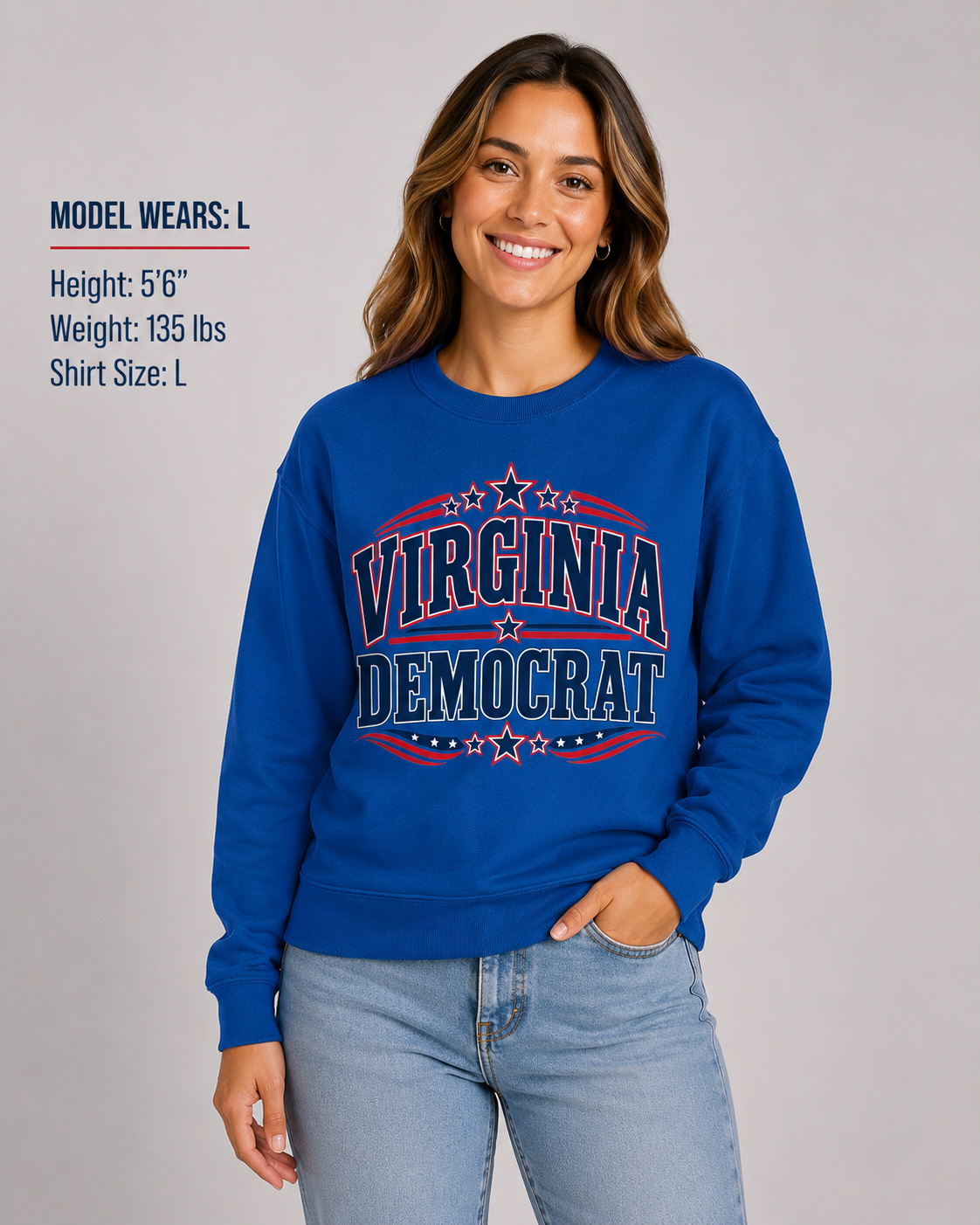 Virginia Democrat Unisex Crewneck Sweatshirt State Pride Political Pullover Blue 2026