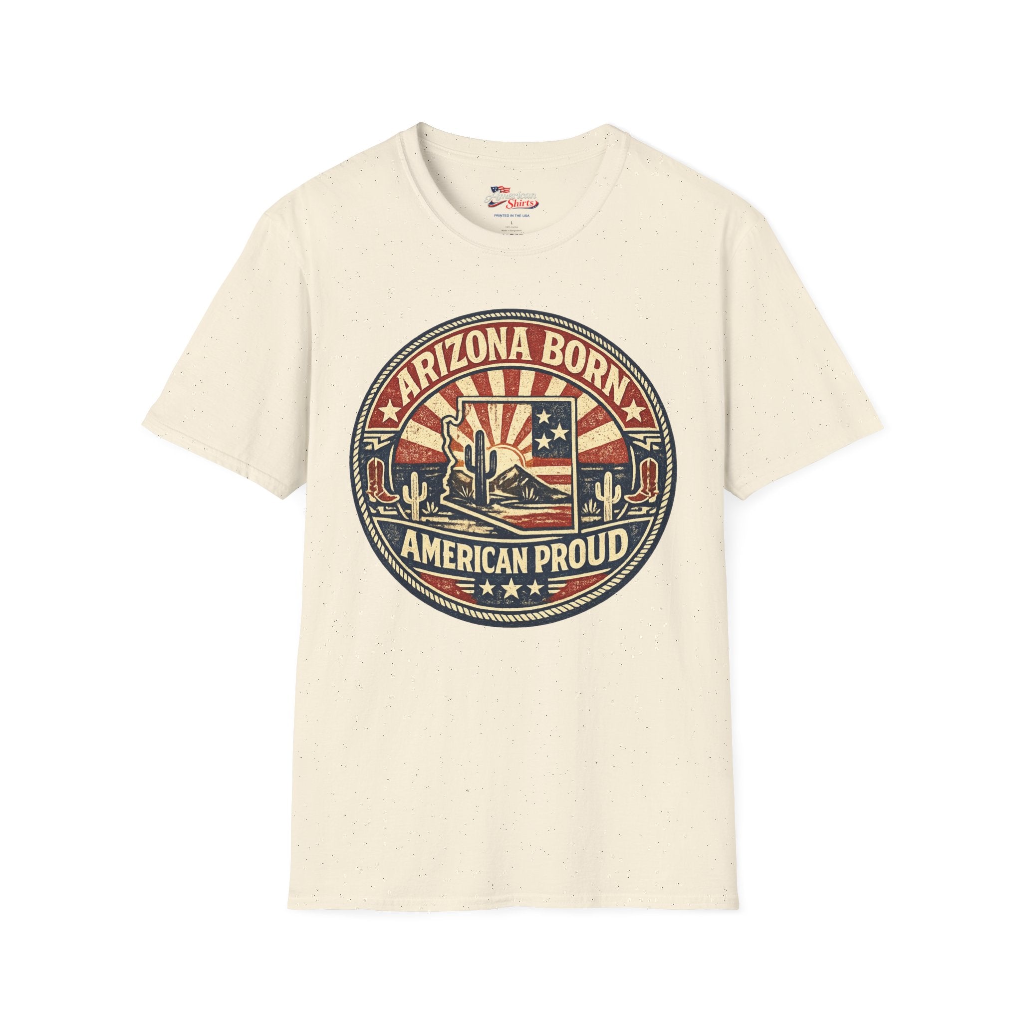 Vintage Arizona Born American Unisex Softstyle T-Shirt Red 2026