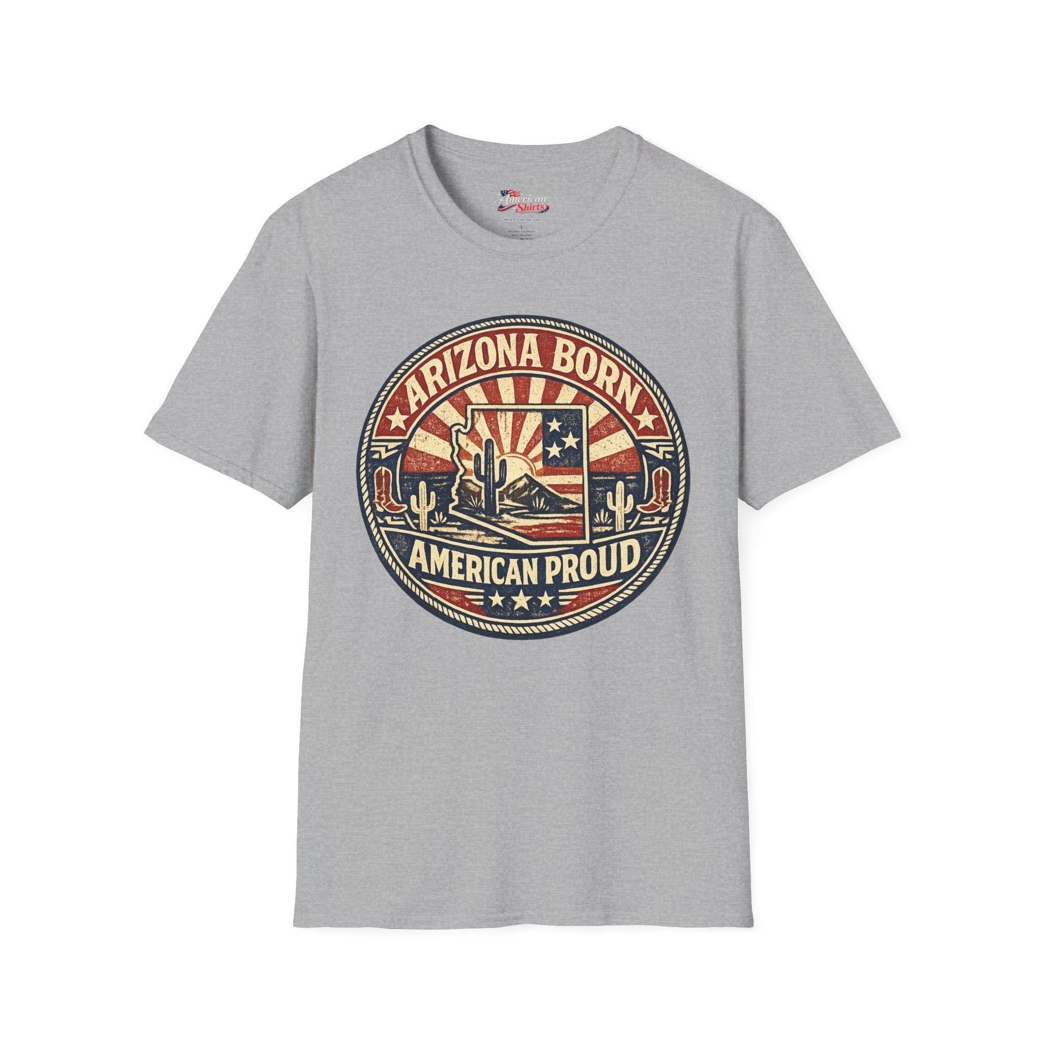 Vintage Arizona Born American Unisex Softstyle T-Shirt Red 2026