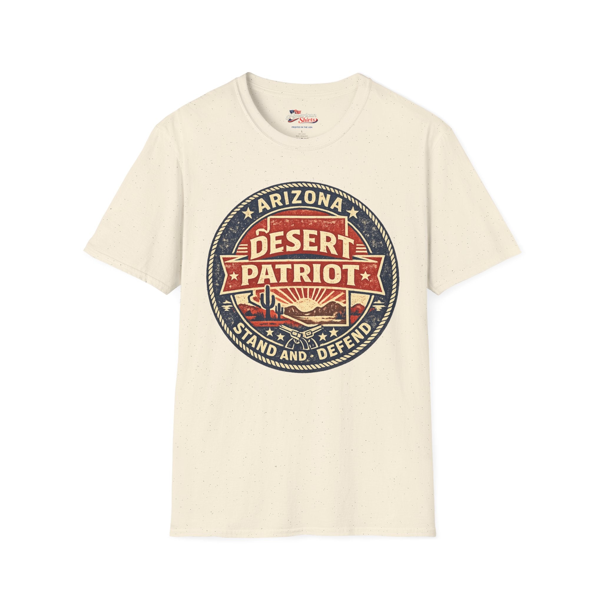 Vintage Arizona Desert Patriot Unisex Softstyle T-Shirt Red 2026