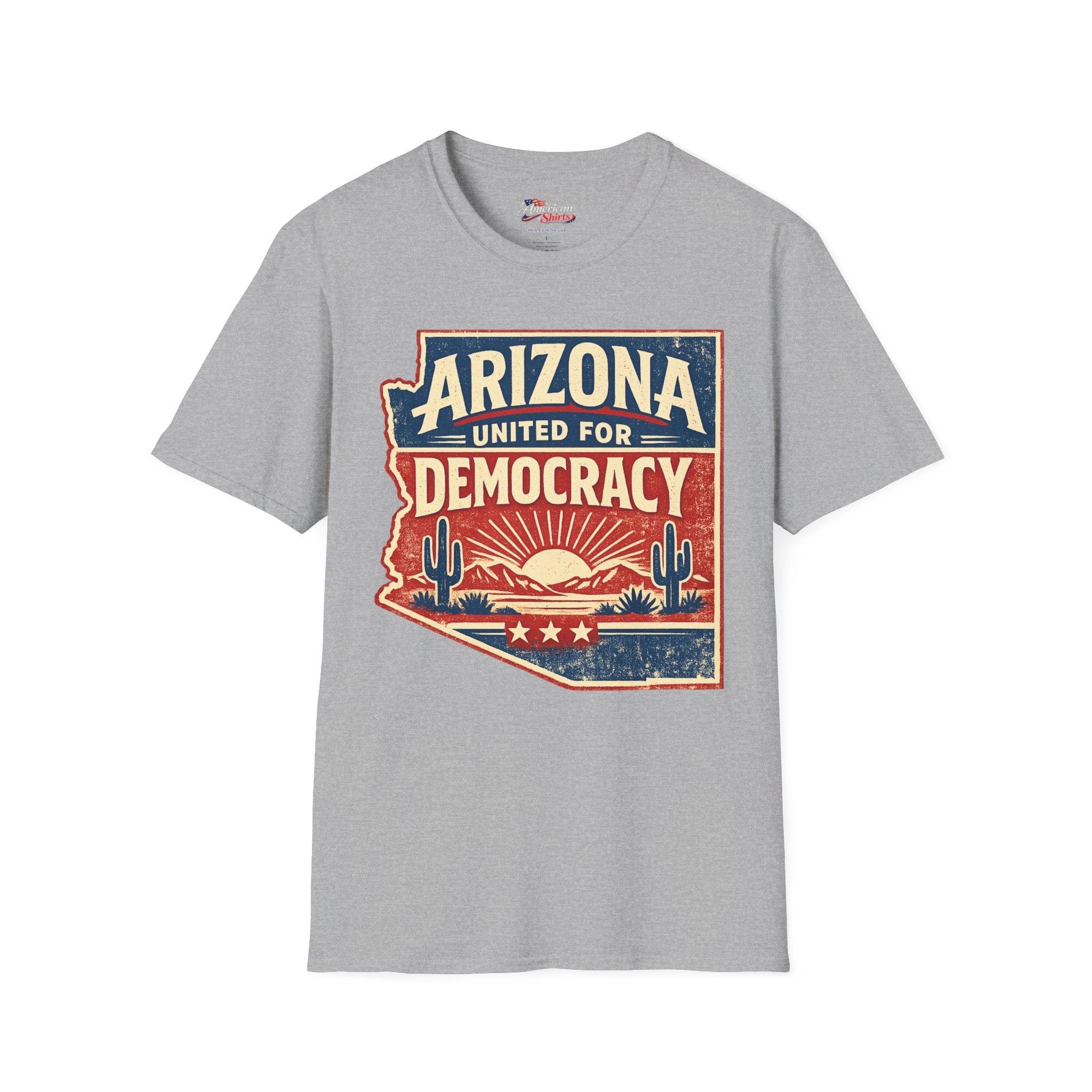 Arizona United For Democracy Unisex Softstyle T-Shirt Blue 2026