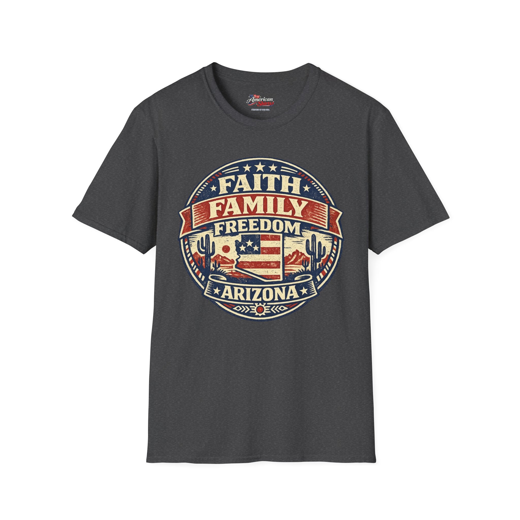 Vintage Arizona Faith Family Freedom  Unisex Softstyle T-Shirt Red 2026