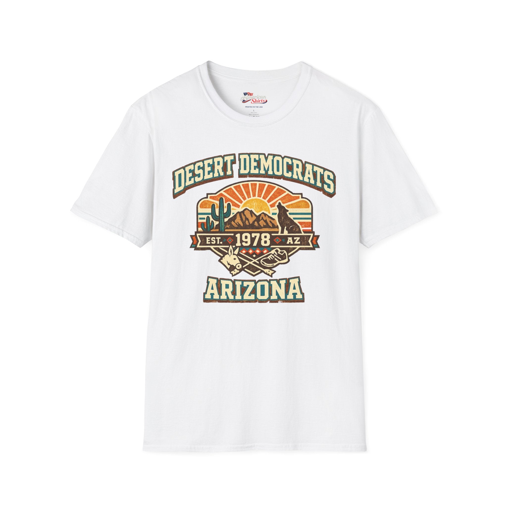Arizona Desert Democrats Unisex Softstyle T-Shirt Blue 2026