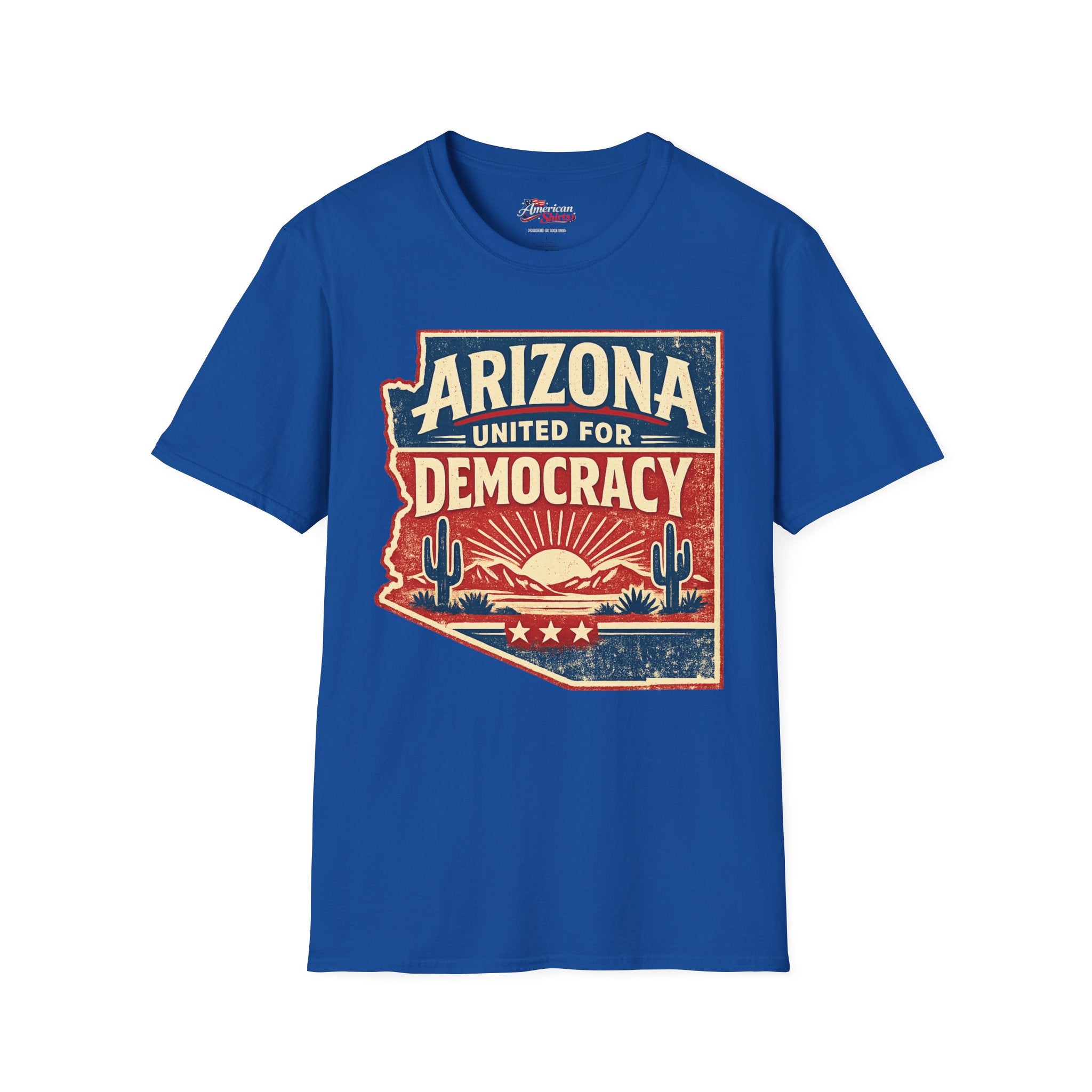 Arizona United For Democracy Unisex Softstyle T-Shirt Blue 2026