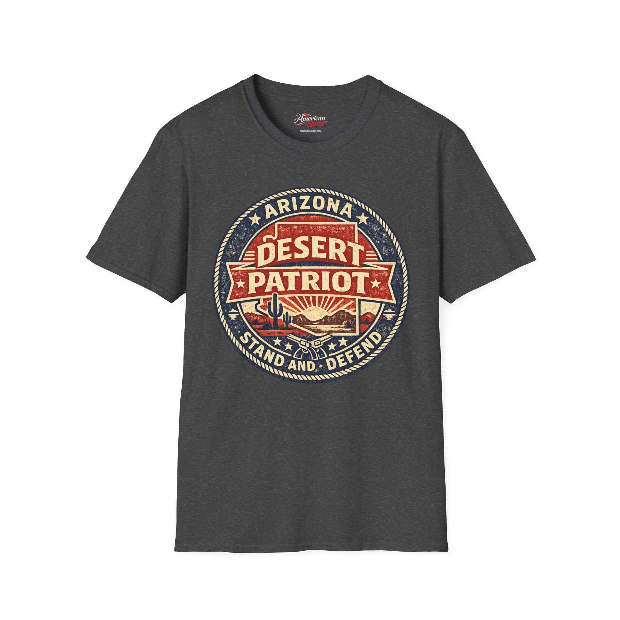 Vintage Arizona Desert Patriot Unisex Softstyle T-Shirt Red 2026